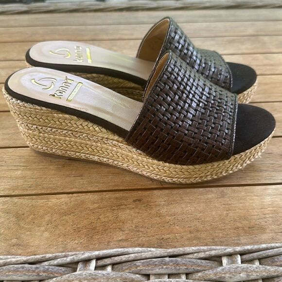Kanna Wedge Leather Slide Samdals 36=5.5 - Picture 1 of 9